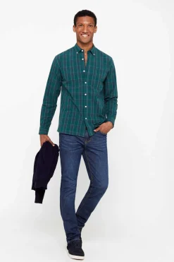 Cortefiel Camisa Quadrados Facil De Engomar Verde Sale