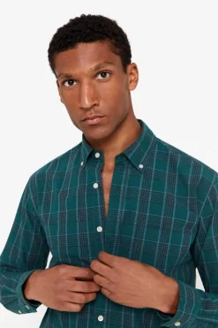 Cortefiel Camisa Quadrados Facil De Engomar Verde Sale