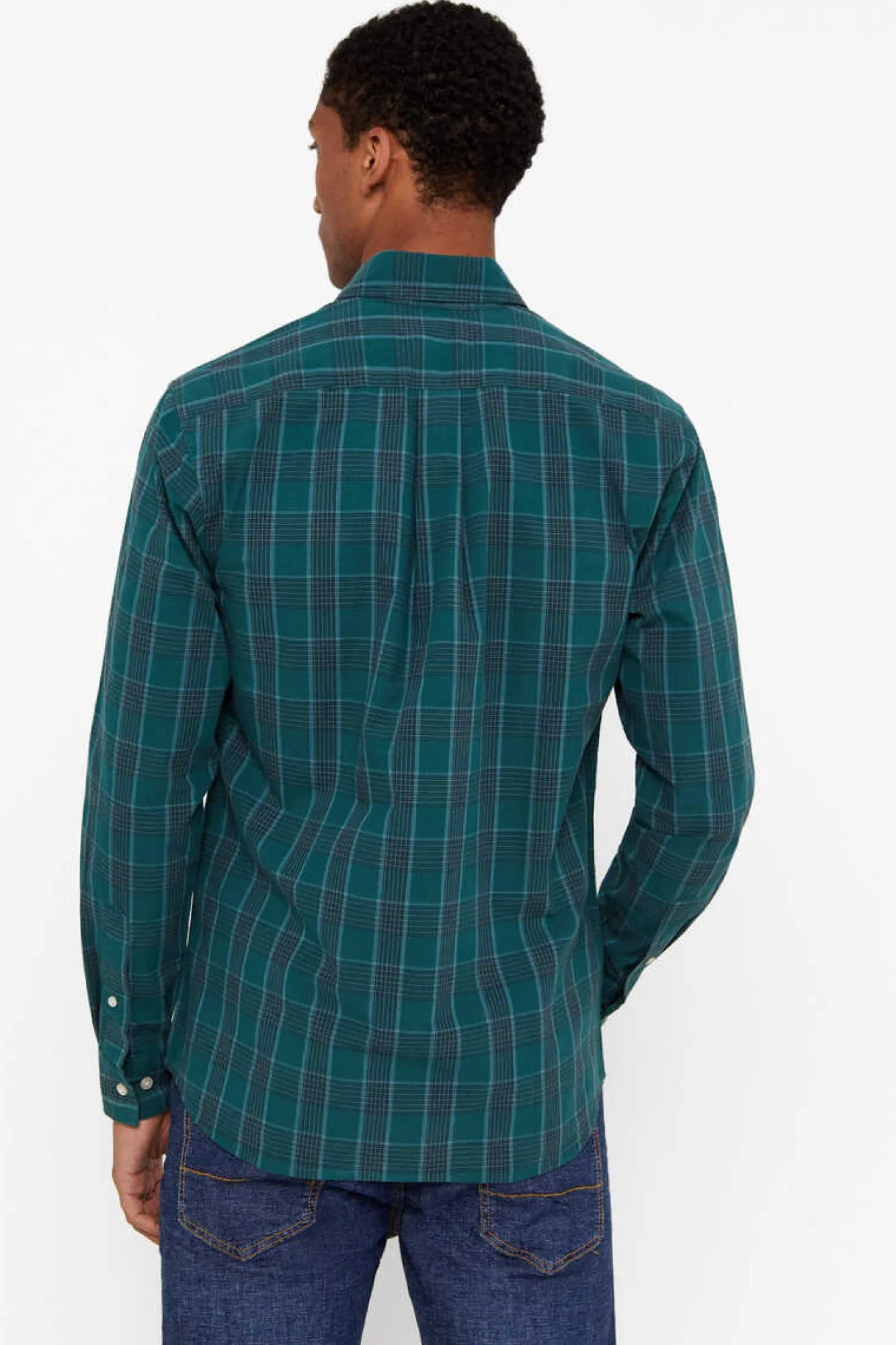 Cortefiel Camisa Quadrados Facil De Engomar Verde Sale