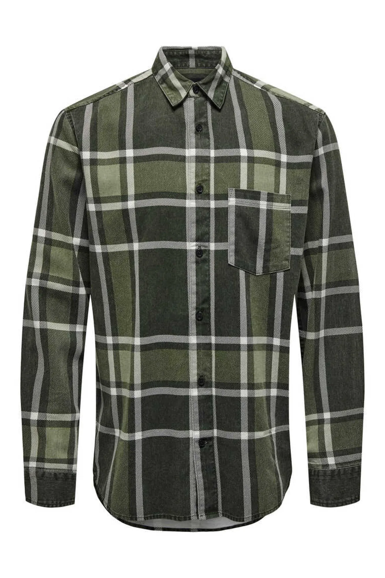 Only & Sons Camisa Regular Fit Quadrados Verde Outlet