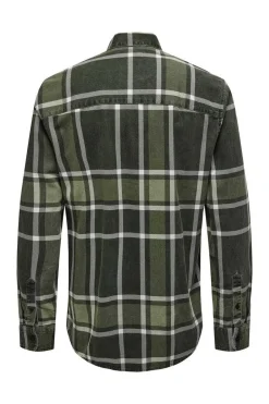 Only & Sons Camisa Regular Fit Quadrados Verde Outlet