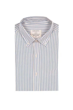 Cortefiel Camisa Riscas Facil De Engomar Azul New