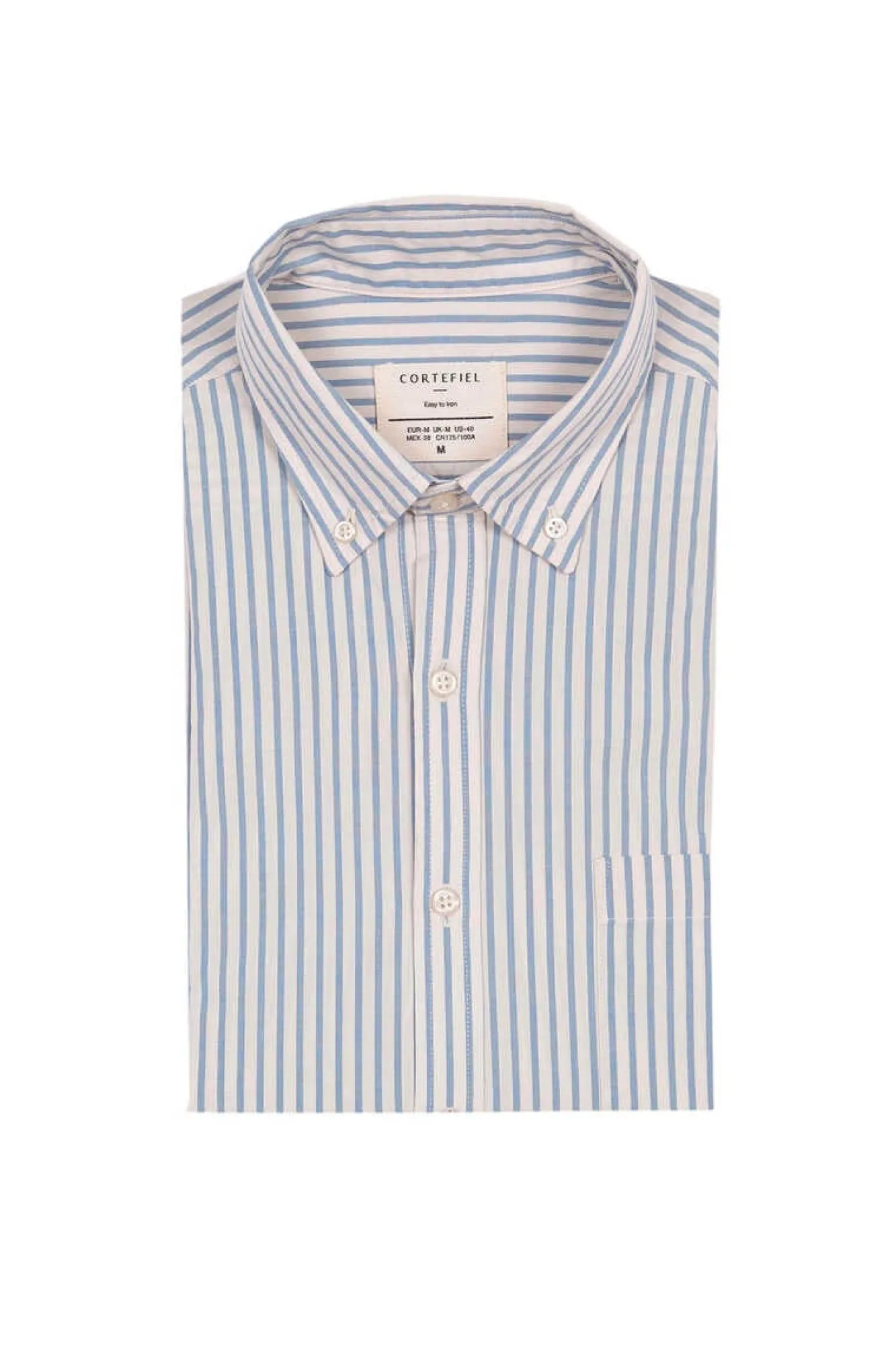 Cortefiel Camisa Riscas Facil De Engomar Azul New