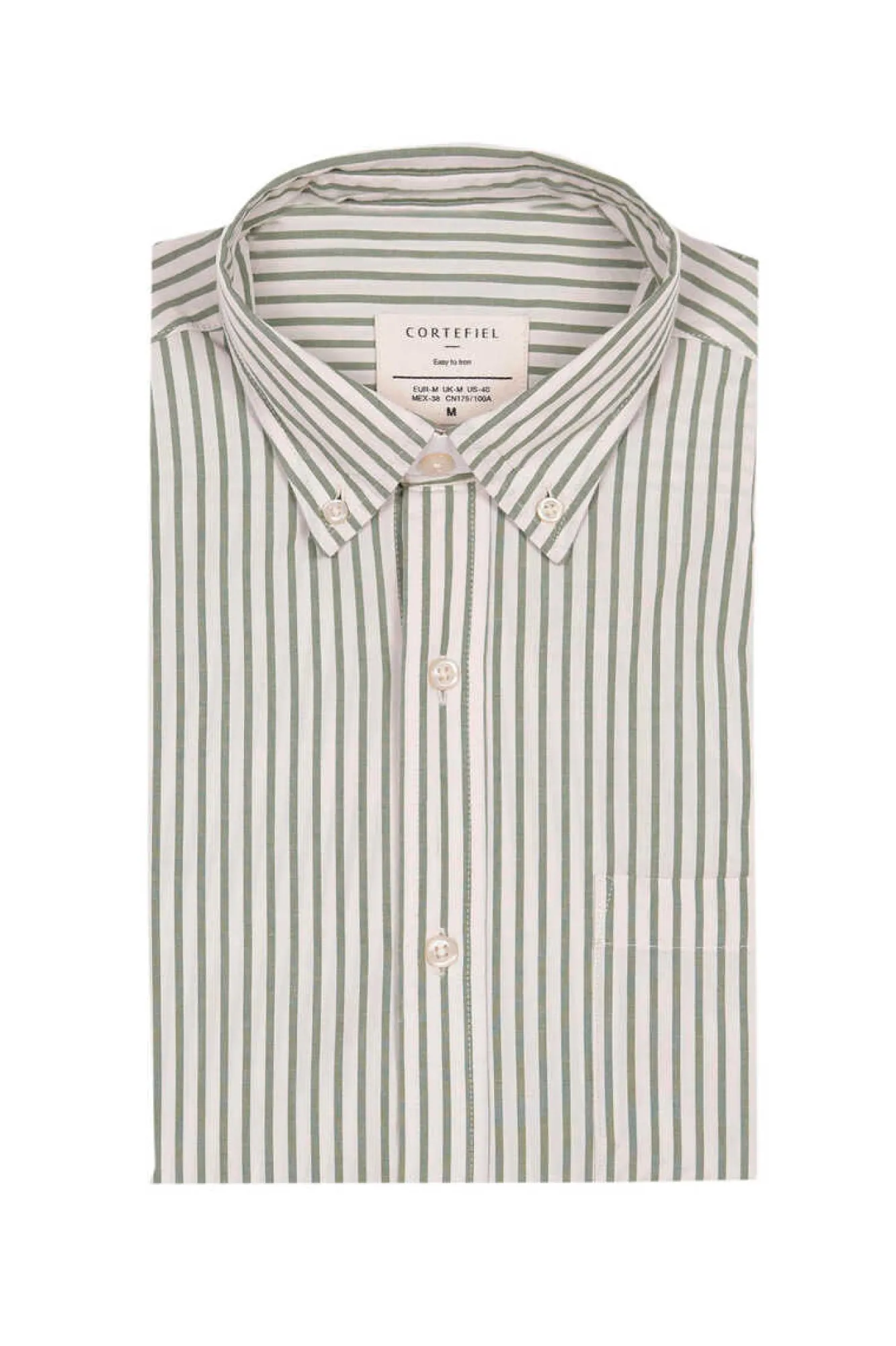 Cortefiel Camisa Riscas Facil De Engomar Verde Sale