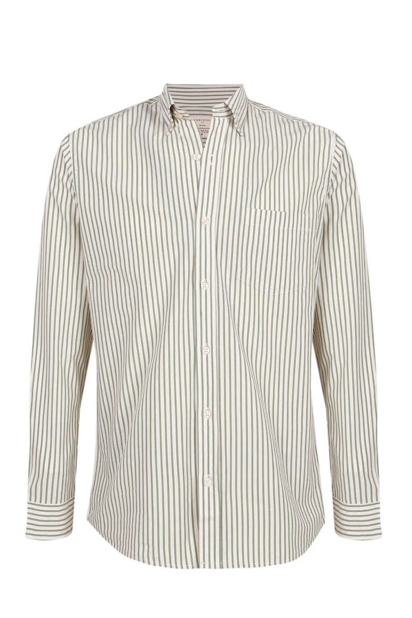 Cortefiel Camisa Riscas Facil De Engomar Verde Sale