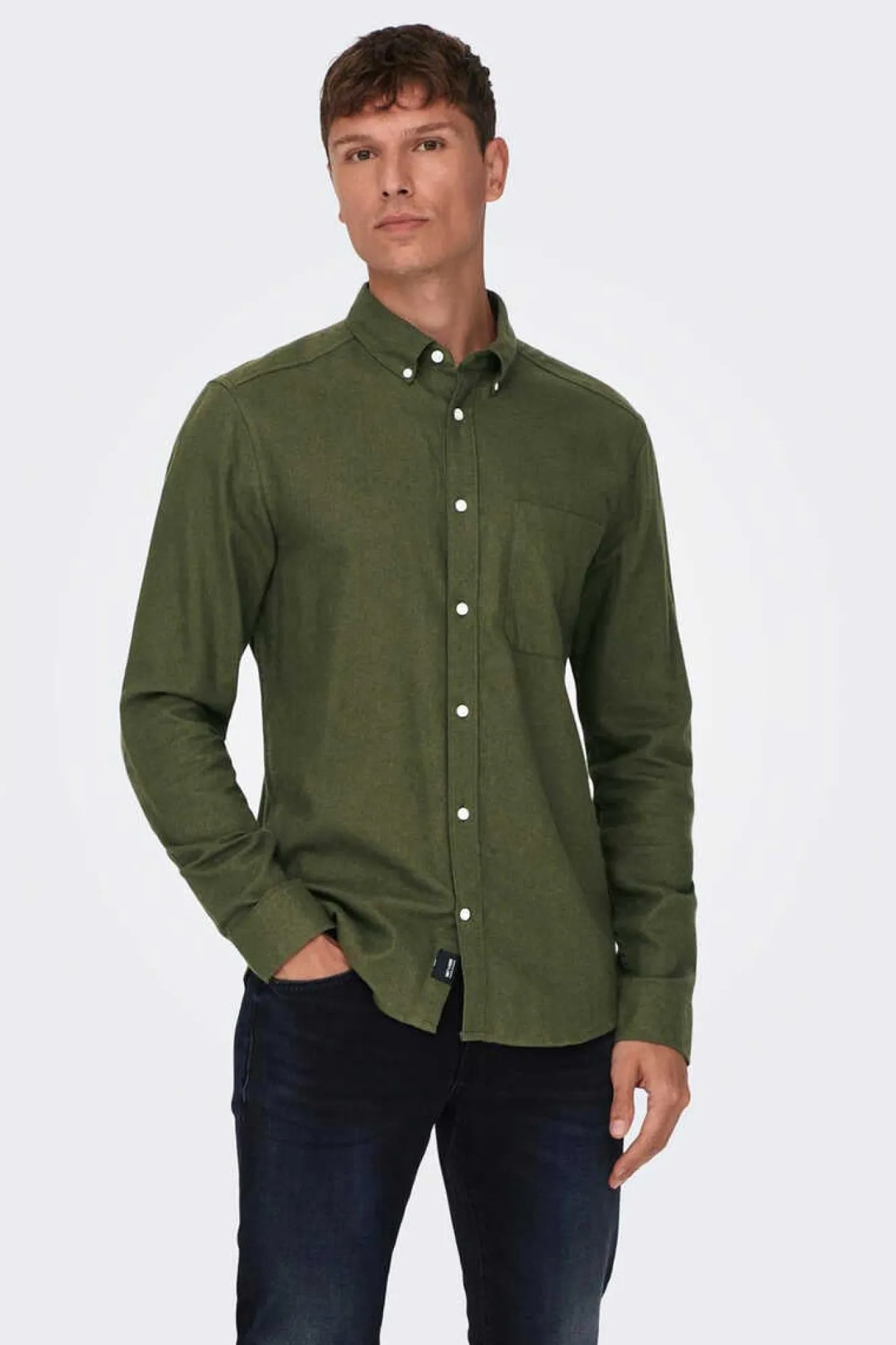 Only & Sons Camisa Slim Fit Verde Clearance