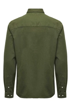 Only & Sons Camisa Slim Fit Verde Clearance