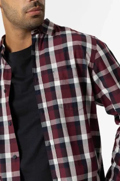 Tiffosi Camisa Slim Fit Popelina Xadrez Vermelho Real Best