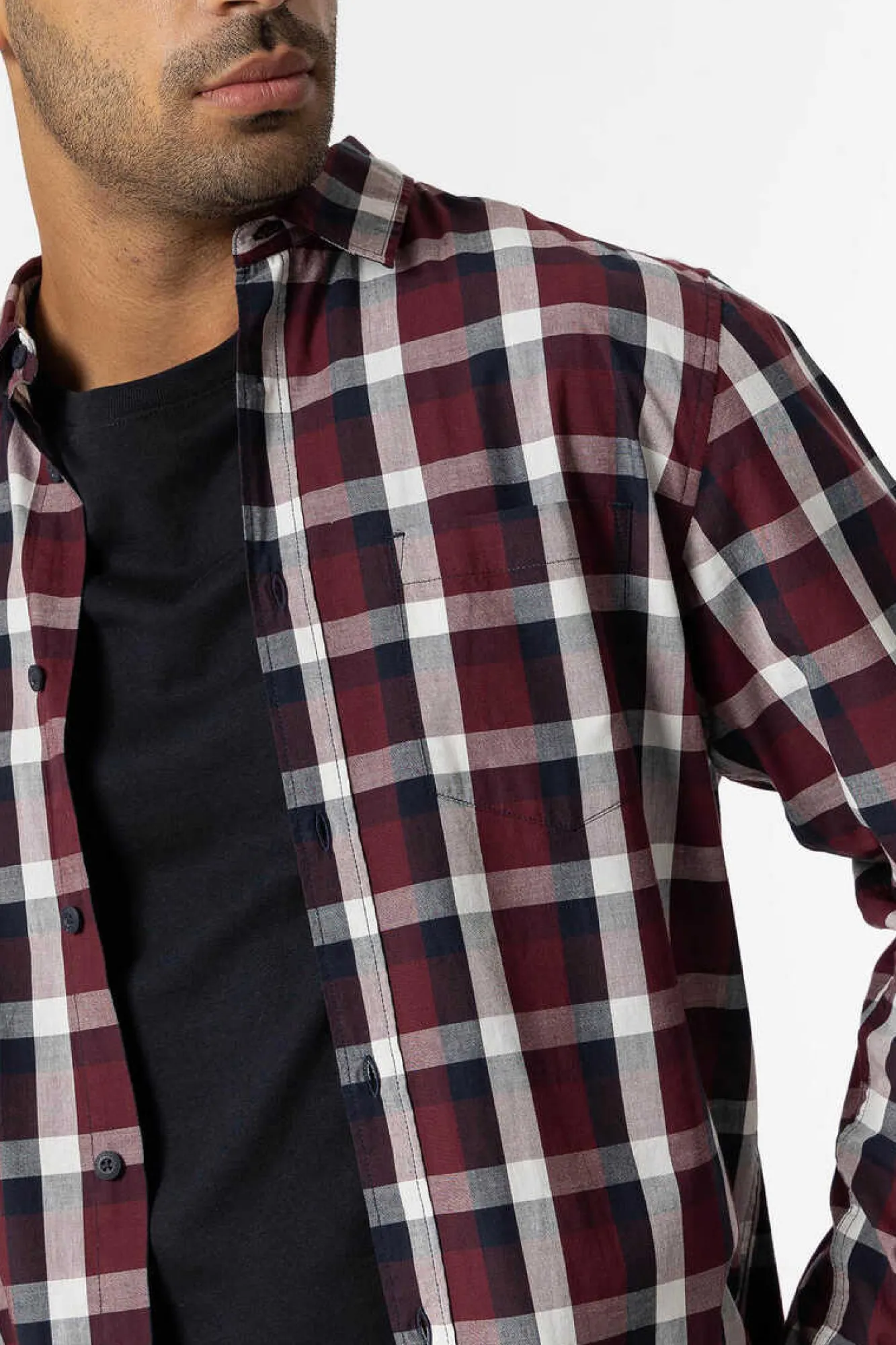 Tiffosi Camisa Slim Fit Popelina Xadrez Vermelho Real Best