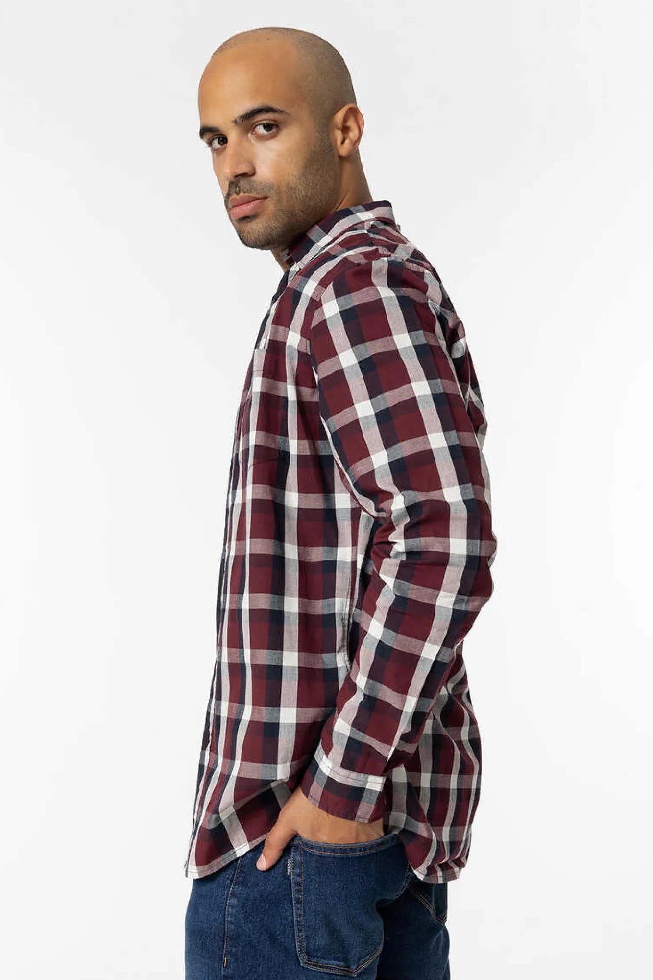 Tiffosi Camisa Slim Fit Popelina Xadrez Vermelho Real Best