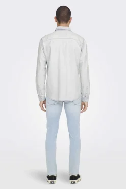 Only & Sons Camisa Tecido Denim Mix Azul Outlet