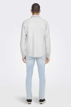 Only & Sons Camisa Tecido Denim Azulado Clearance