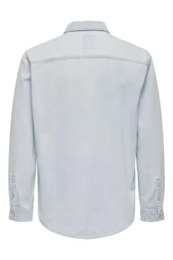 Only & Sons Camisa Tecido Denim Azulado Clearance