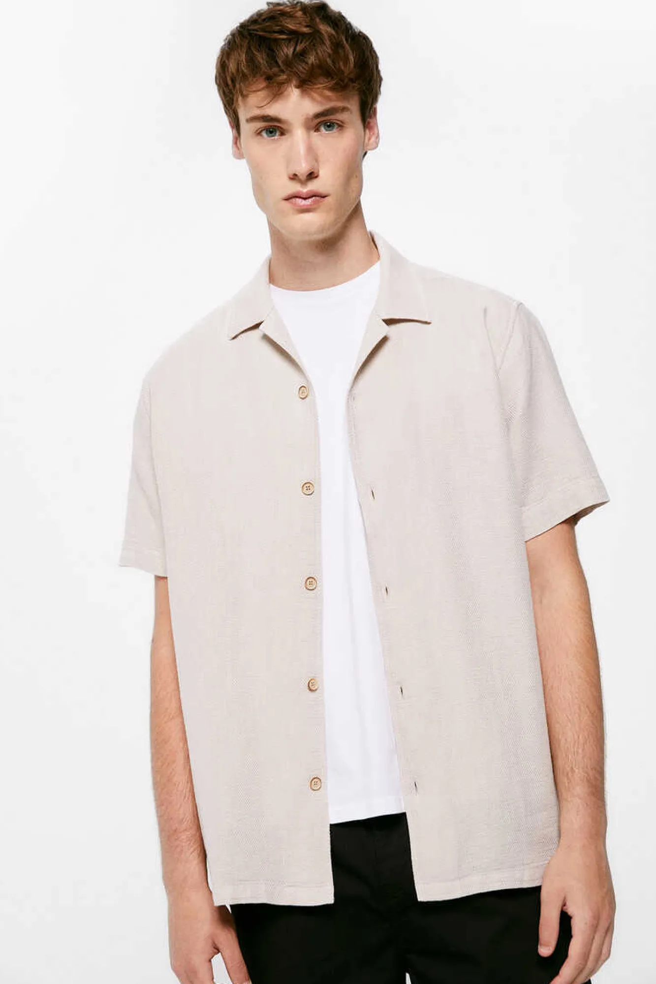 Springfield Camisa Textura Cor Camel New