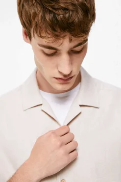 Springfield Camisa Textura Cor Camel New