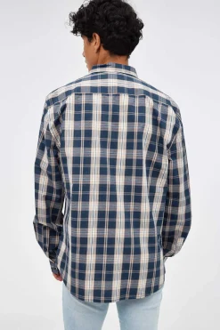 Inside Camisa Xadrez Azul Online