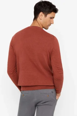 Cortefiel Camisola Algodao Caxemira Gola Em Bico Castanho Clearance