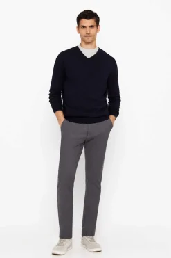 Cortefiel Camisola Algodao Caxemira Gola Em Bico Azul Hot