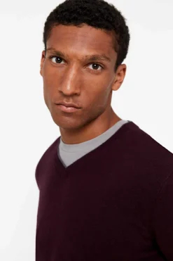 Cortefiel Camisola Algodao Caxemira Gola Em Bico Granada New