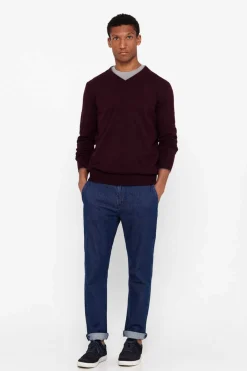 Cortefiel Camisola Algodao Caxemira Gola Em Bico Granada New