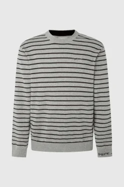 Pepe Jeans Camisola Algodao Riscas Cinza Hot
