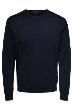 Only & Sons Camisola Basica Com Gola Caixa Marinho New