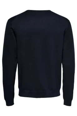 Only & Sons Camisola Basica Com Gola Caixa Marinho New