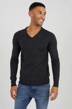 Brave Soul Camisola Basica Com Gola Em Bico Mix Cinza