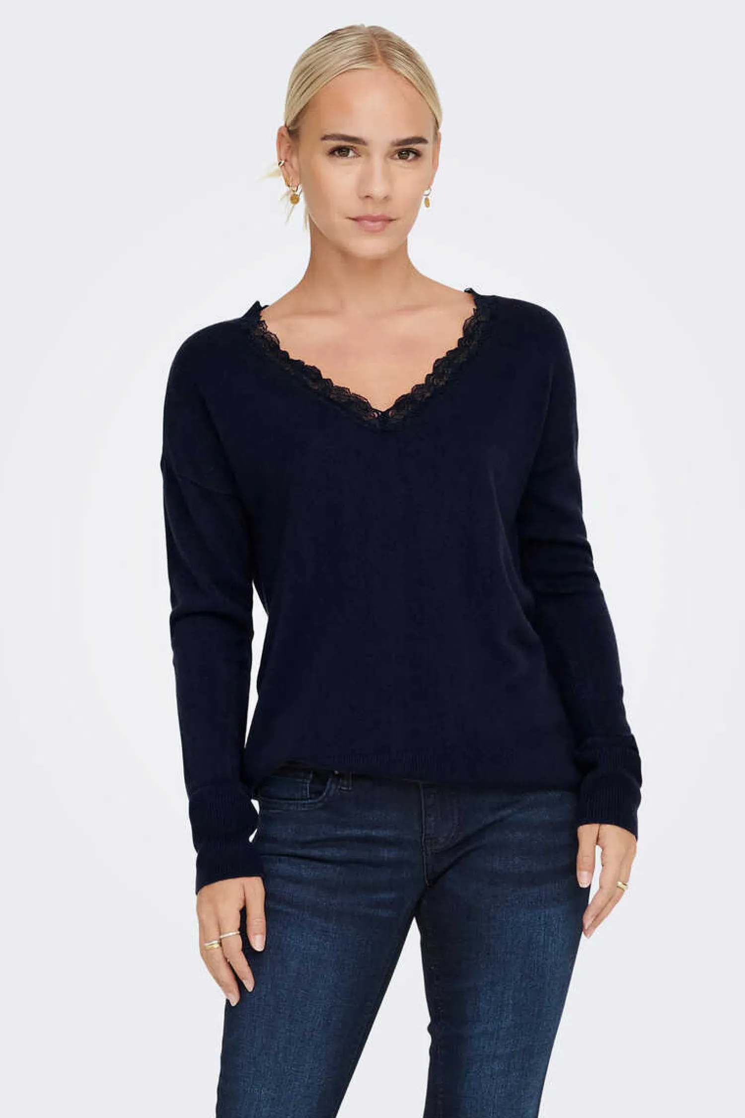 Only Sueteres E Cardigans-Camisola Bico Gola De Renda