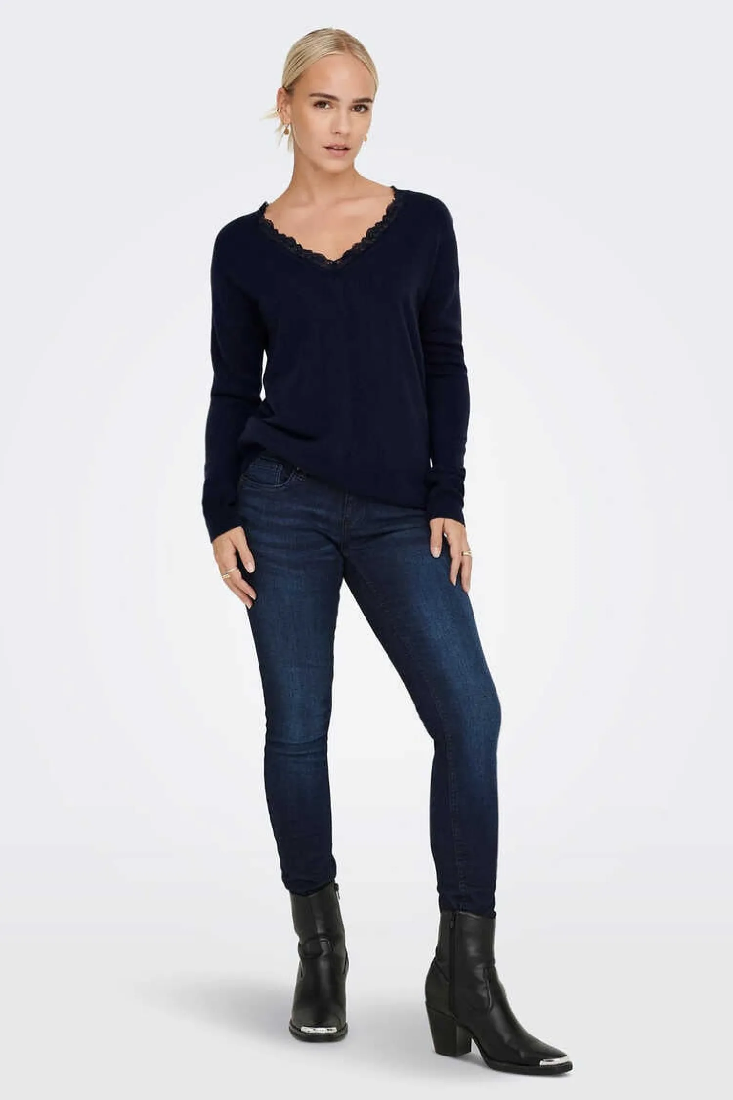 Only Sueteres E Cardigans-Camisola Bico Gola De Renda