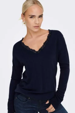 Only Sueteres E Cardigans-Camisola Bico Gola De Renda