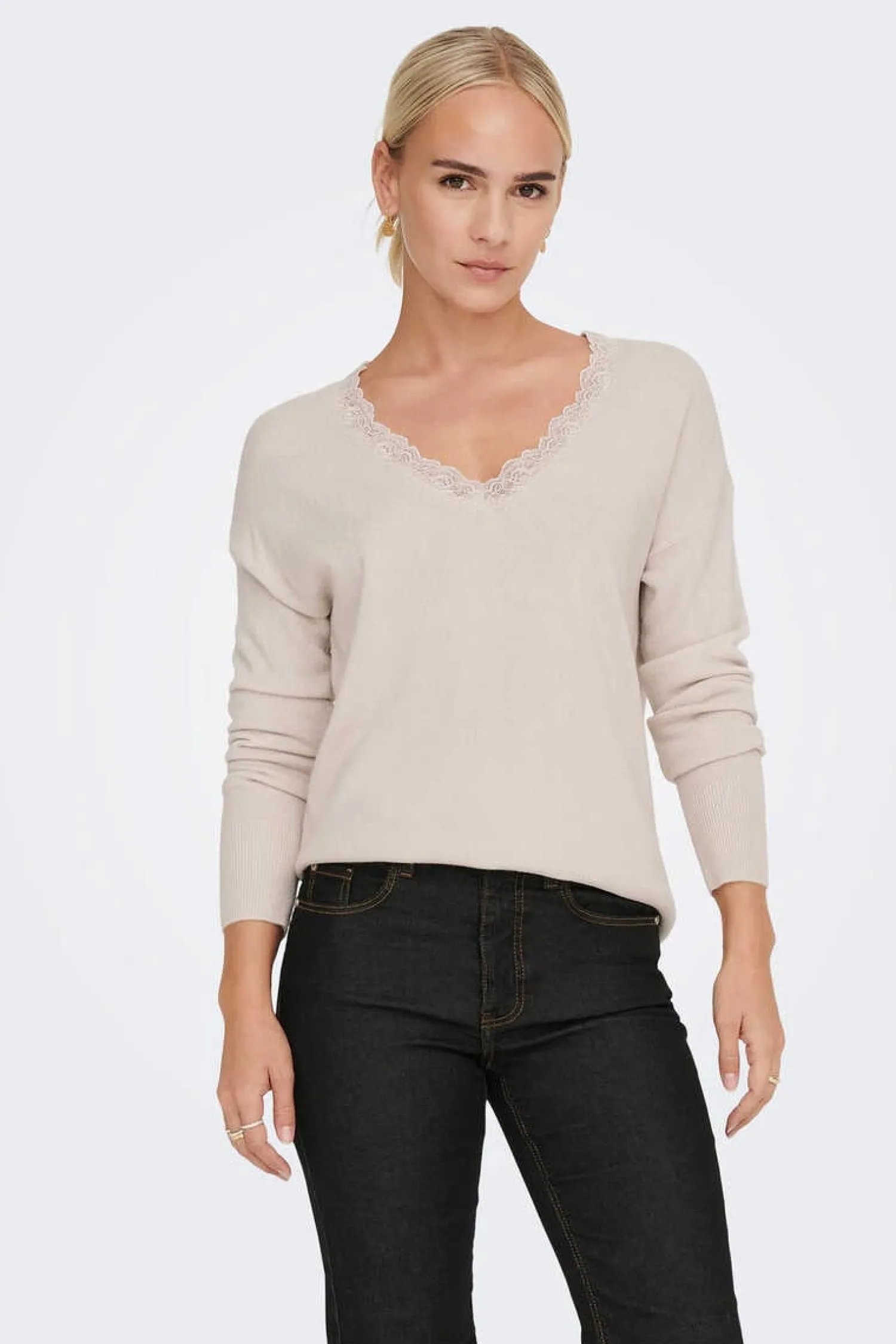Only Sueteres E Cardigans-Camisola Bico Gola De Renda