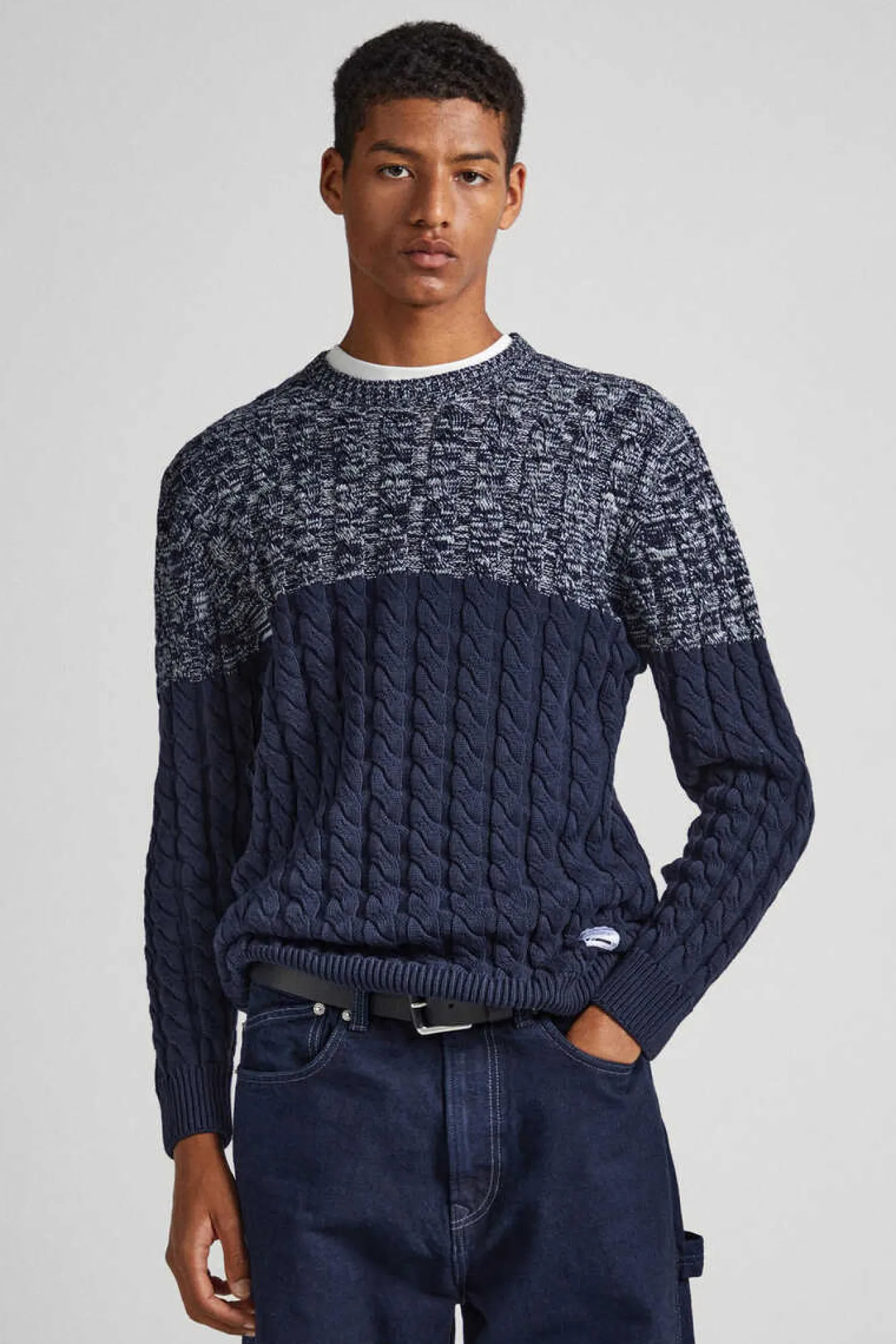 Pepe Jeans Camisola Color Block Malha Trancada Marinho Online