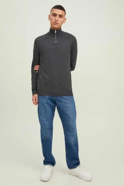 Jack & Jones Camisola Com Fecho-Eclair Cinza Discount