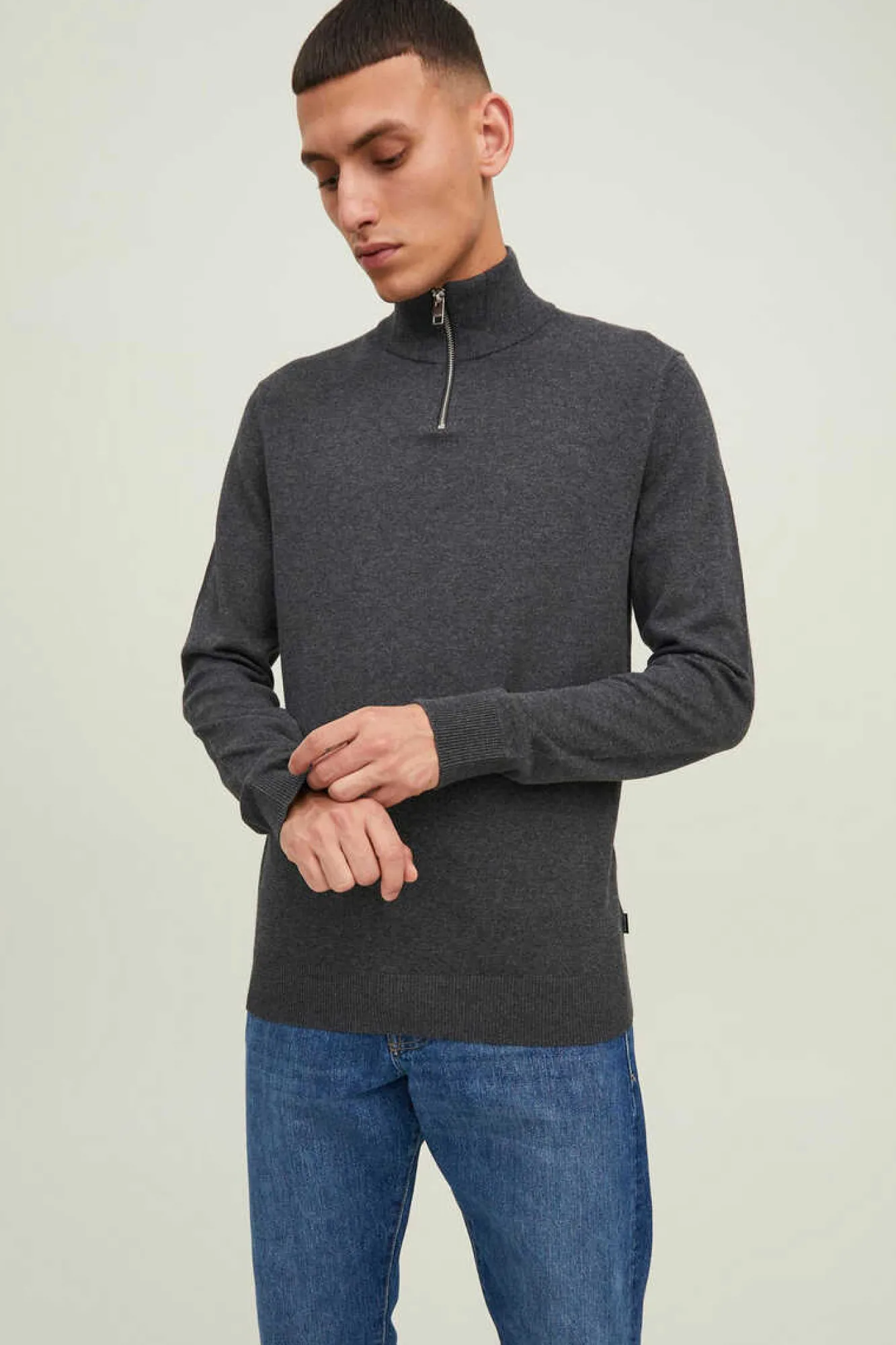 Jack & Jones Camisola Com Fecho-Eclair Cinza Discount