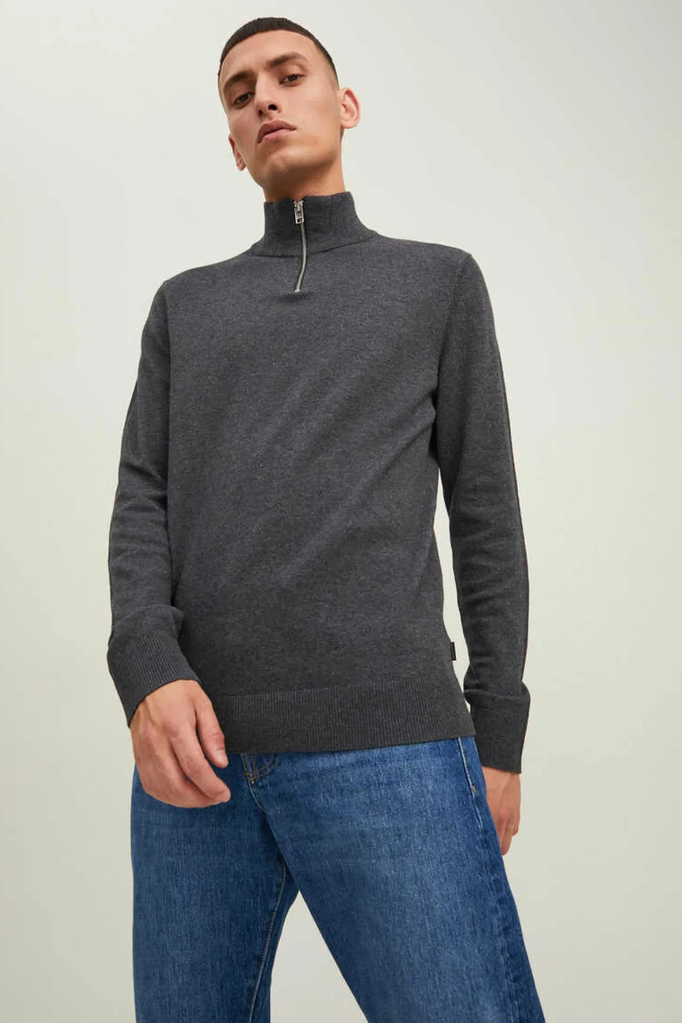 Jack & Jones Camisola Com Fecho-Eclair Cinza Discount