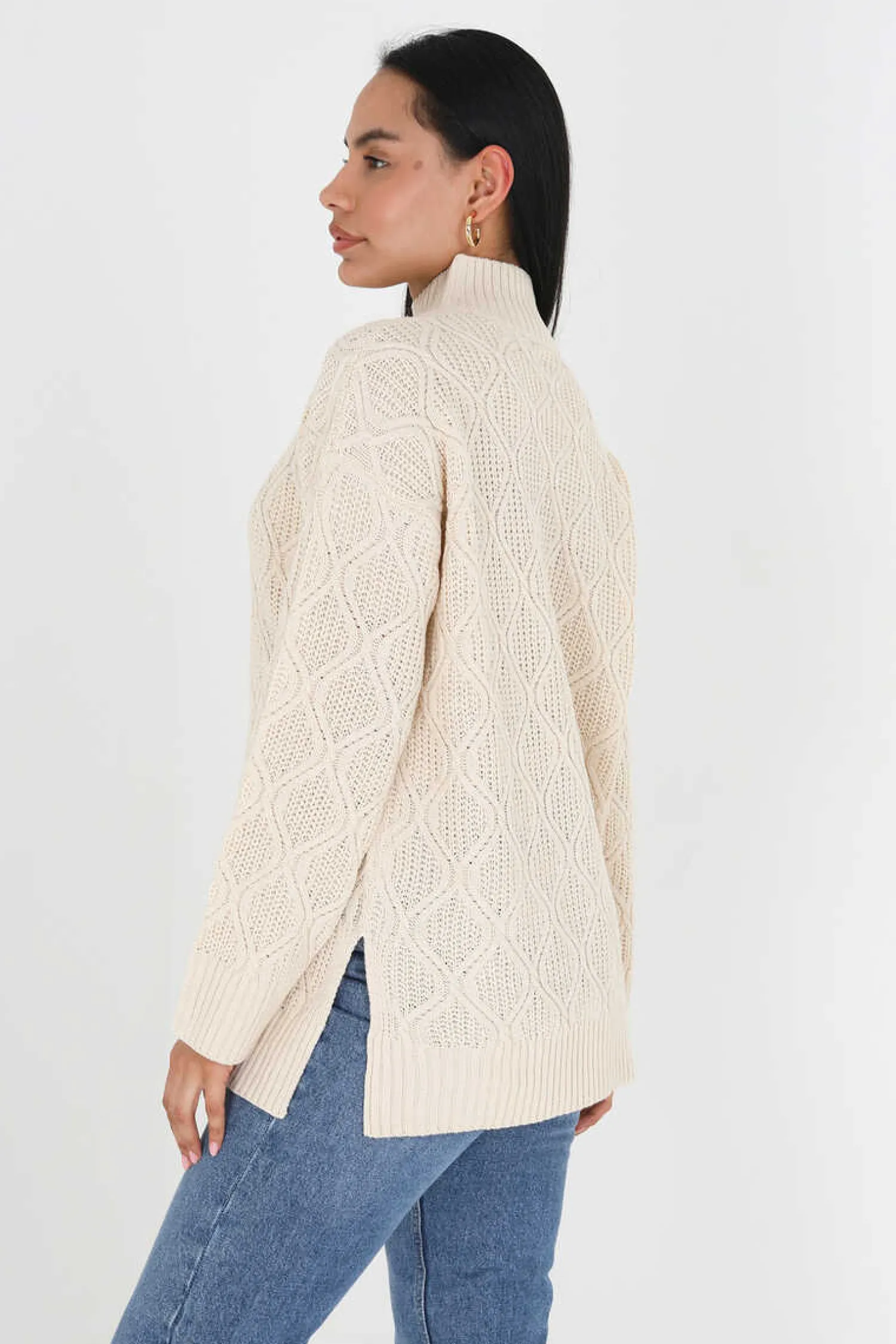 Brave Soul Sueteres E Cardigans-Camisola Com Oitos E Gola Alta