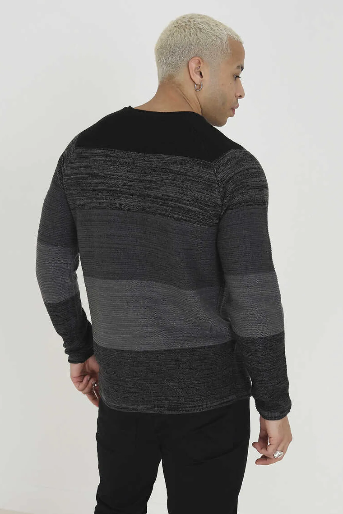 Brave Soul Camisola Com Paineis Jaspeada Preto New