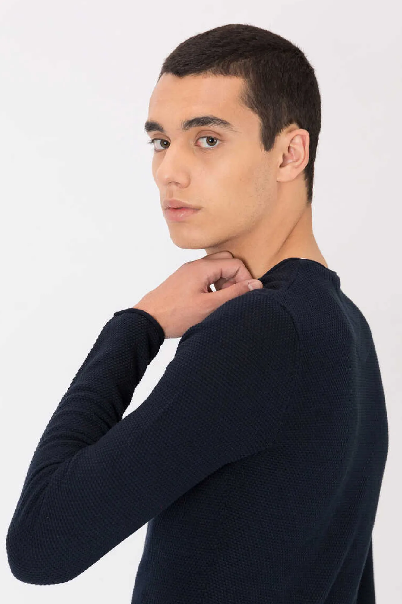 Tiffosi Camisola Combinada Textura Azul Aco Clearance