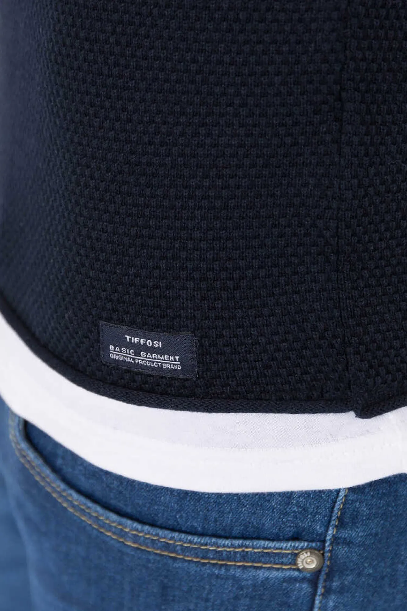 Tiffosi Camisola Combinada Textura Azul Aco Clearance