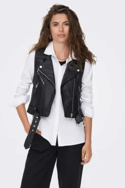 Only Coletes-Camisola De Decote Redondo Mangas Caneladas