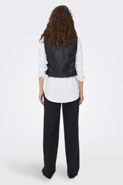 Only Coletes-Camisola De Decote Redondo Mangas Caneladas