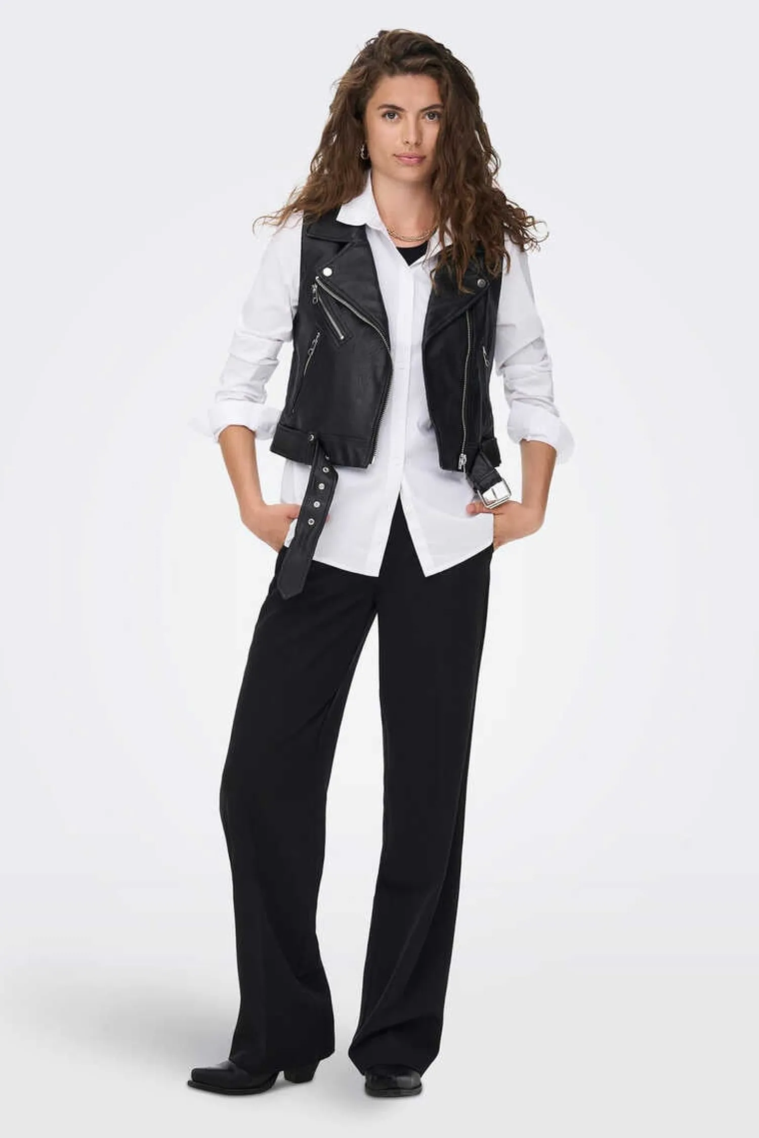 Only Coletes-Camisola De Decote Redondo Mangas Caneladas