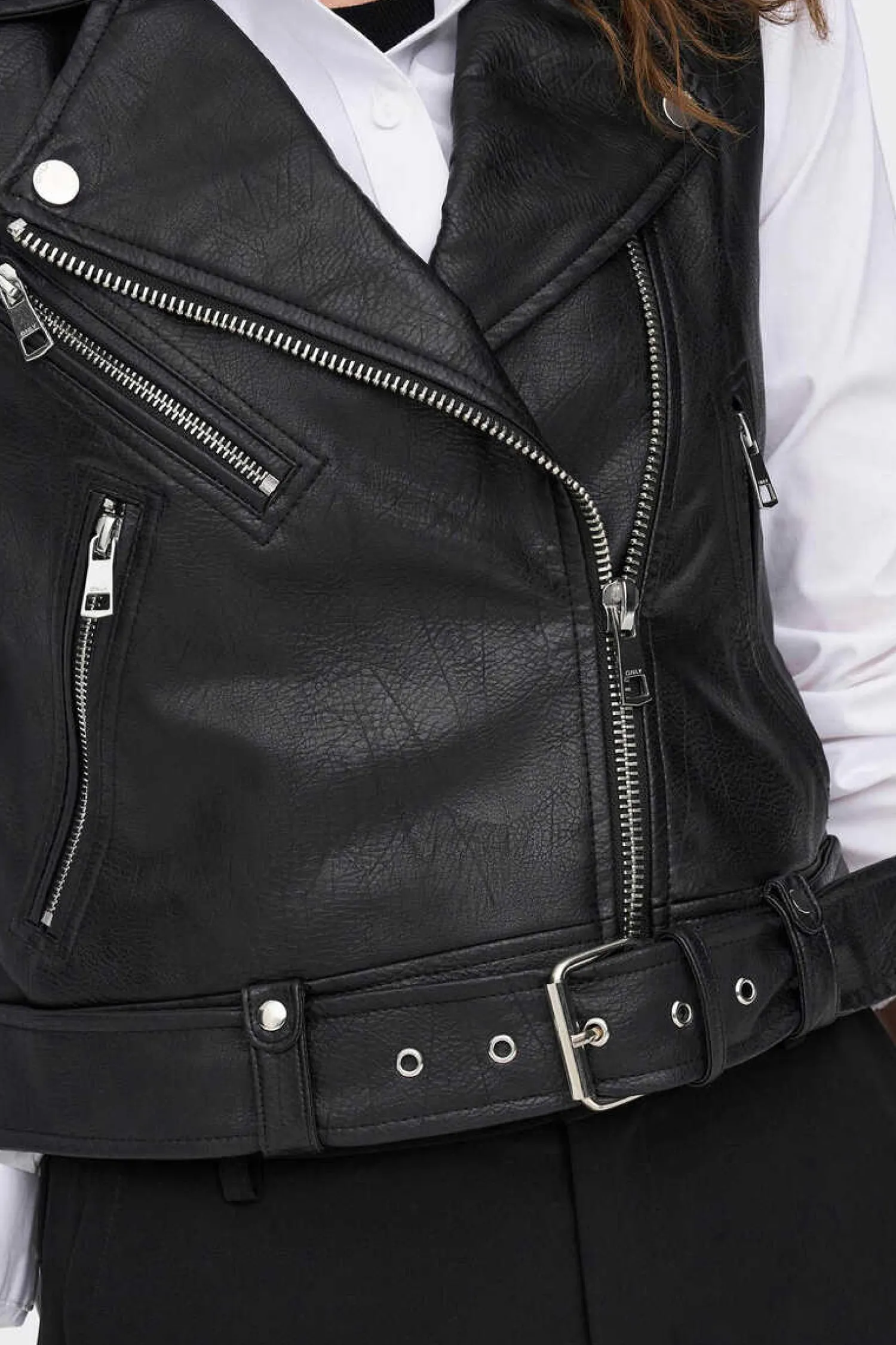 Only Coletes-Camisola De Decote Redondo Mangas Caneladas