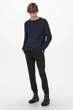 Only & Sons Camisola De Gola Caixa Marinho Clearance