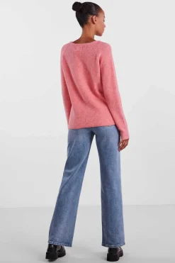 Pieces Sueteres E Cardigans-Camisola De Malha Canelada