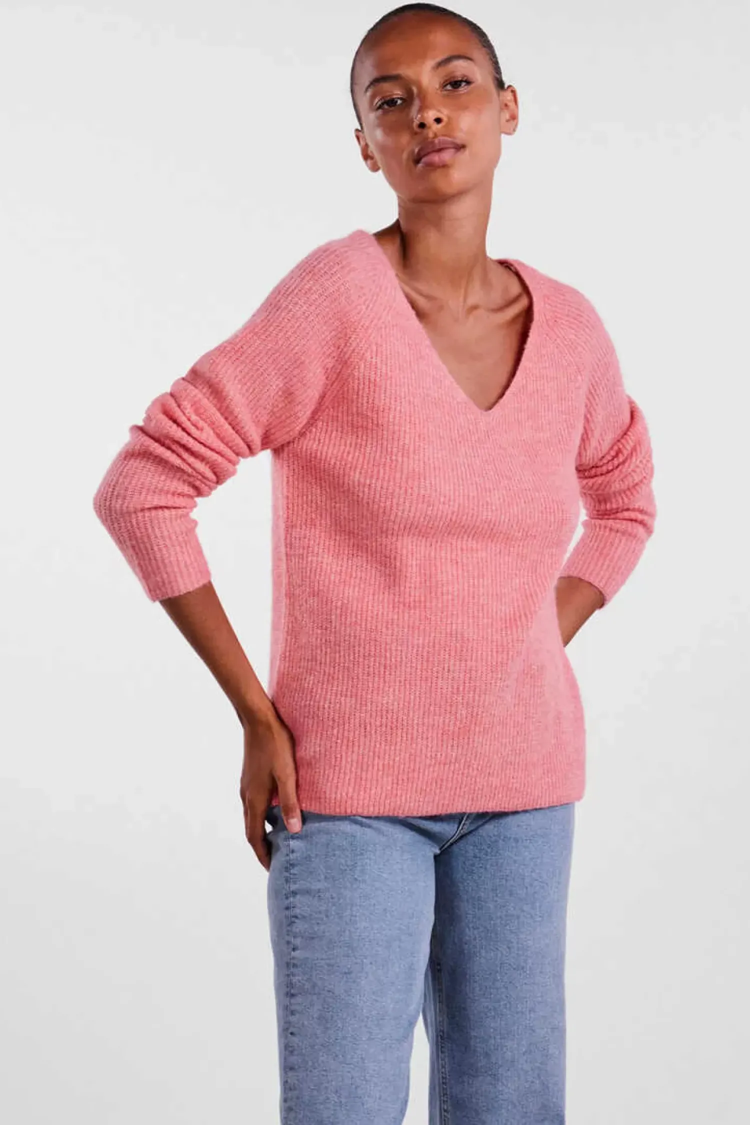 Pieces Sueteres E Cardigans-Camisola De Malha Canelada