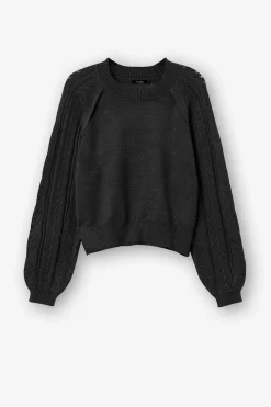 Tiffosi Sueteres E Cardigans-Camisola De Malha Com Mangas Perfuradas