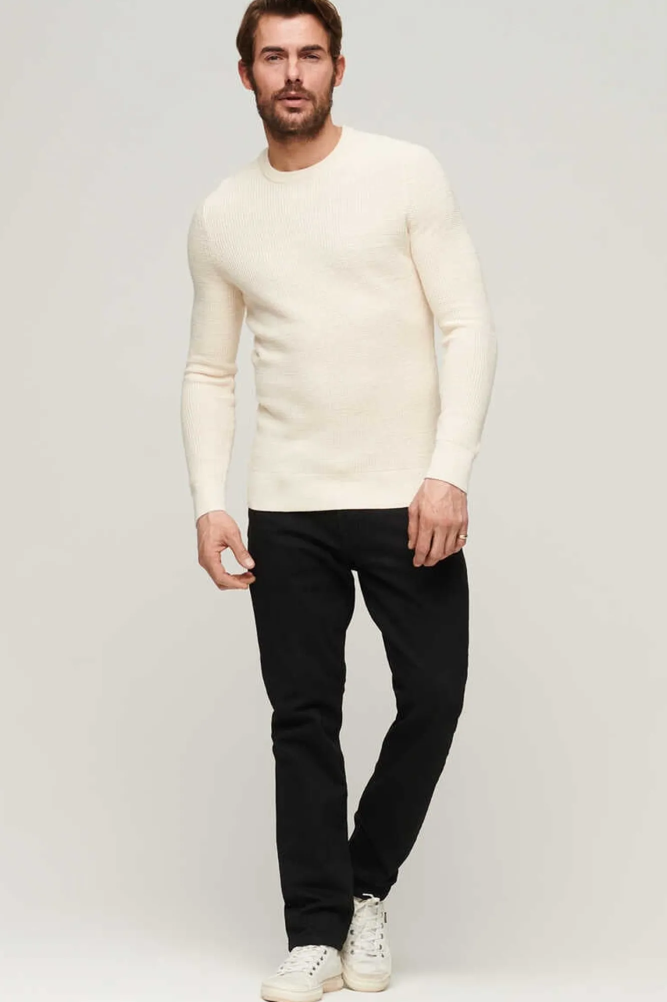 Superdry Camisola De Malha De Gola Redonda E Textura Cru Clearance