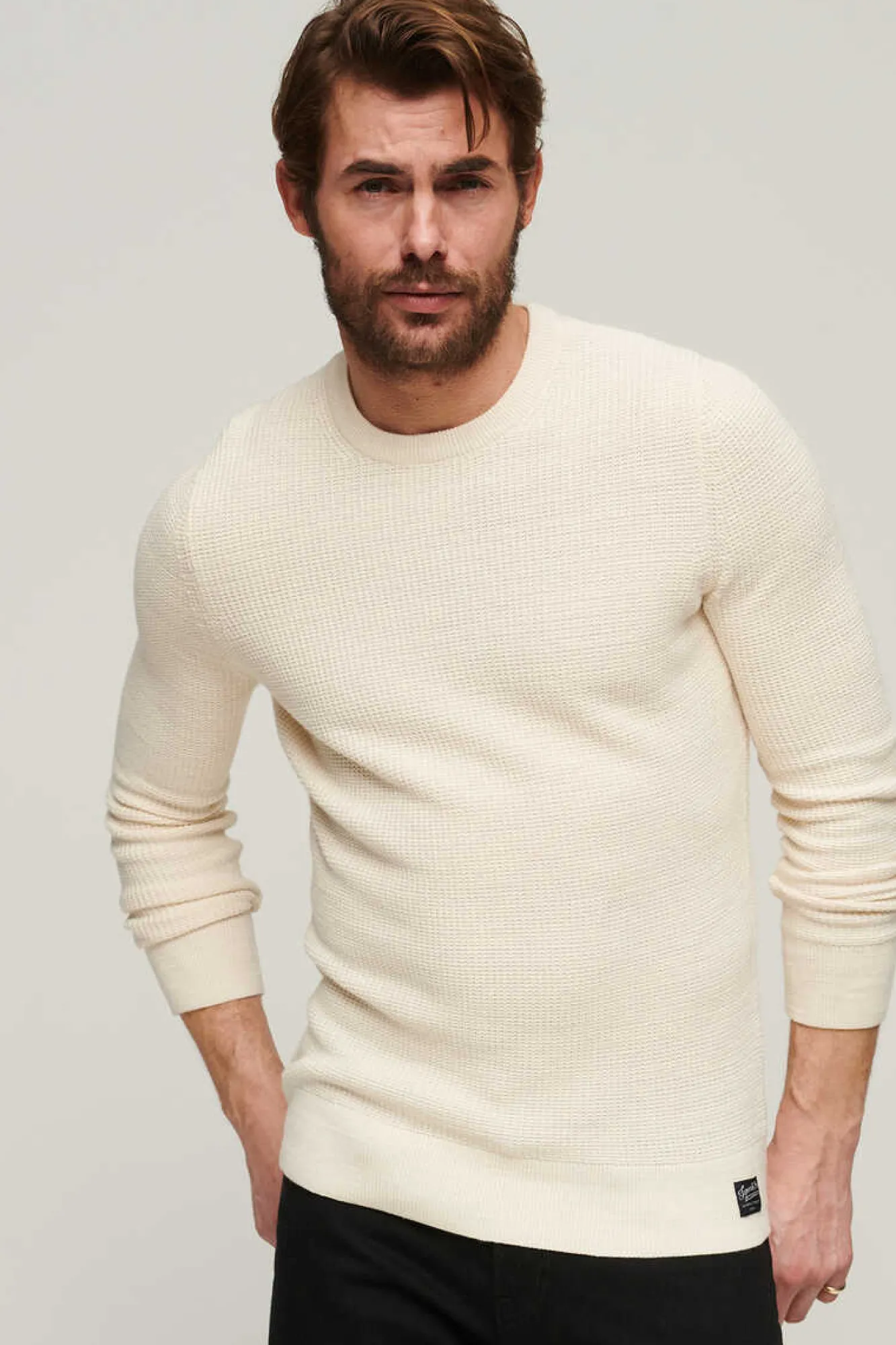 Superdry Camisola De Malha De Gola Redonda E Textura Cru Clearance